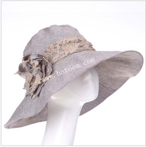 大檐帶花朵的遮陽帽，浙江高普服飾