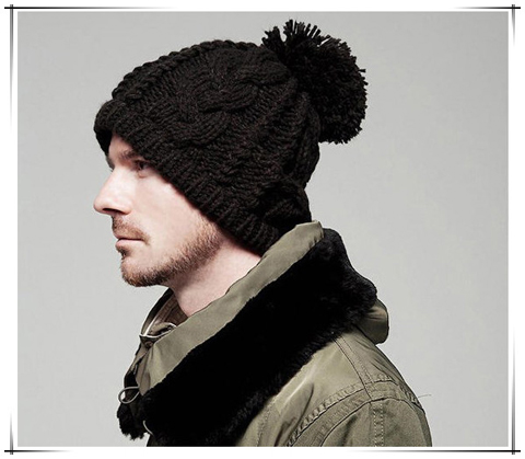 雙層男士針織帽，冬季滑雪必備的帽子