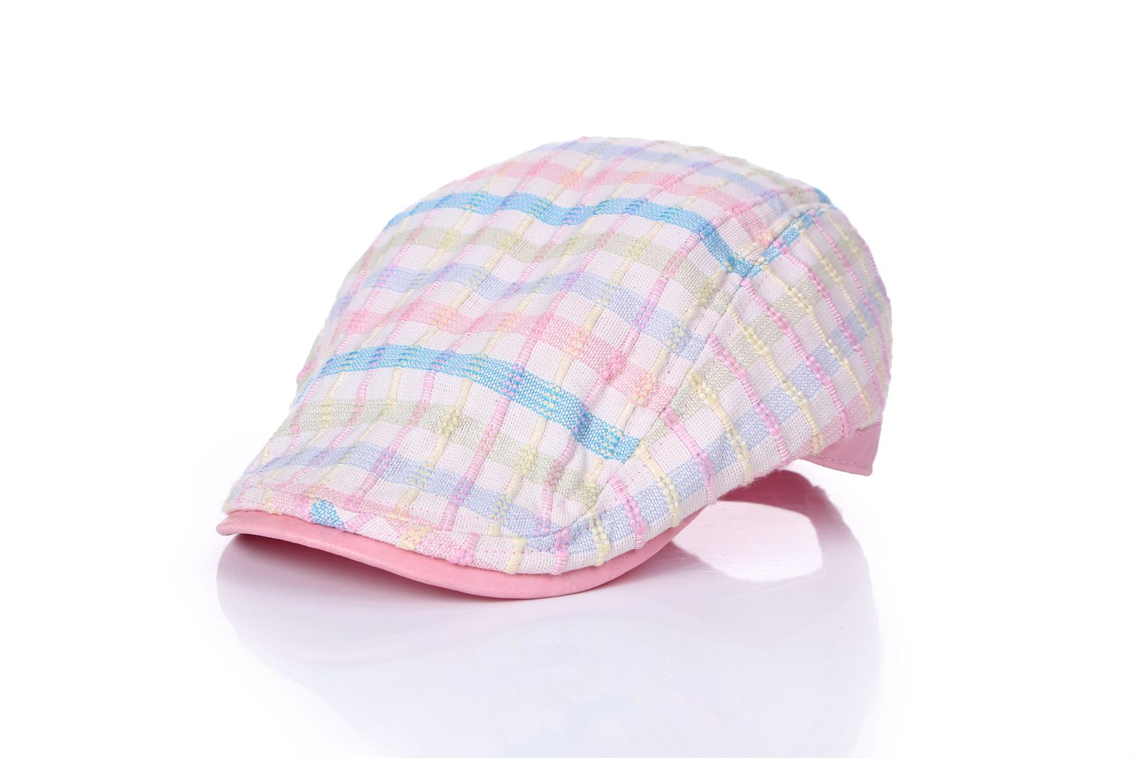 女款線條方格鴨舌帽_開(kāi)普帽子訂做廠-浙江高普服飾有限公司