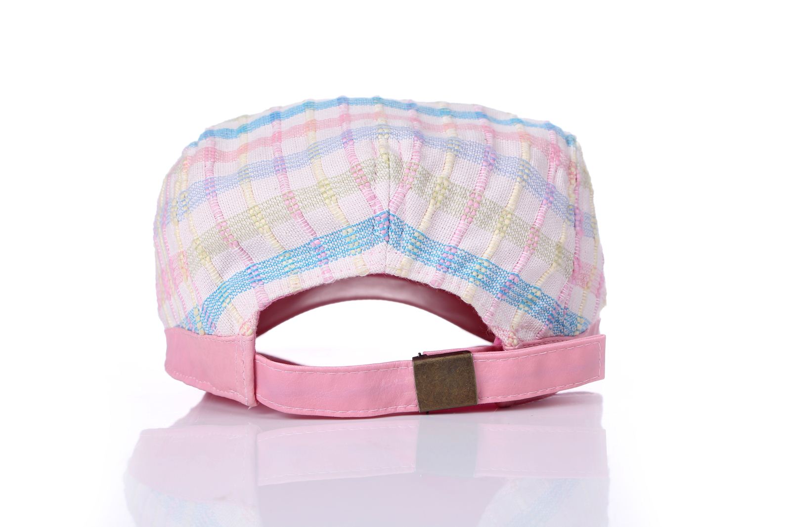 女款線條方格鴨舌帽_開(kāi)普帽子訂做廠-浙江高普服飾有限公司